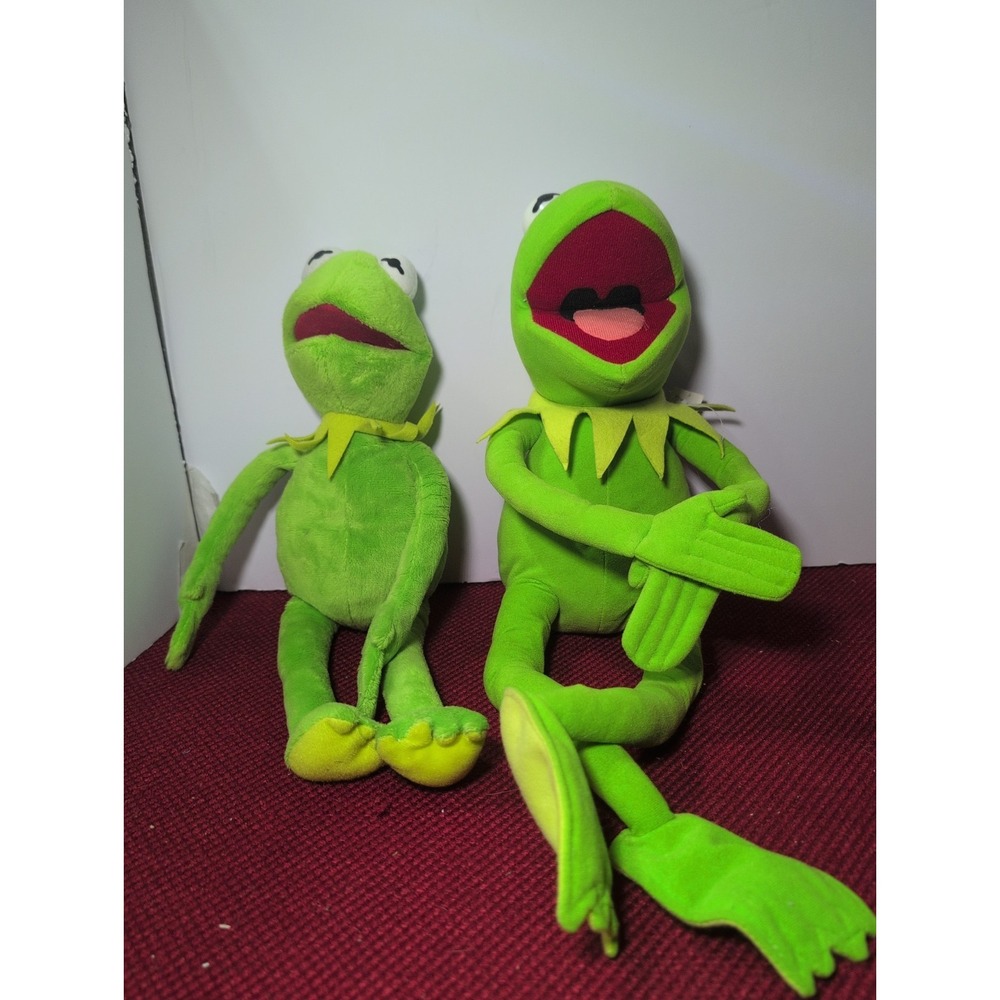 Disney Kermit The Frog Lot Of Two Ty Beanie Plush/ Posable Kermit Jim Henson